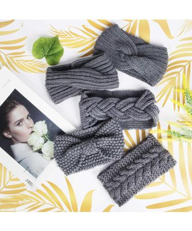 Winter Knitted Headband Women Girls Knit Headband Ladies Chunky Elastic Turban Head Wraps Ear Warmers Crochet Hairbands grey - Buy Online on GoSupps.com