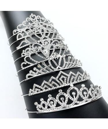 inSowni 8 Pieces Decorative Princess Dazzling Rhinestone Silver Metal Tiara Crown Headbands Wedding Birthday Party Prom Headpieces for Brides Bridesmaids Women Girls Teens Kids - Buy Online on GoSupps.com