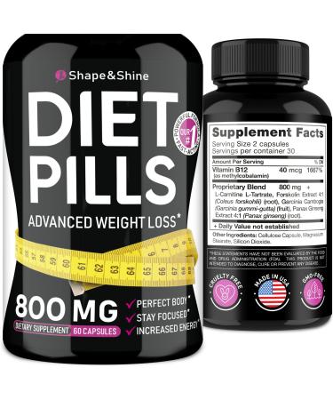 Weight Control Aid - Diet That Work Fast for Women & Men - Made in The USA - Safe Dietary Vitamins with Garcinia Cambogia Pills 60 Count