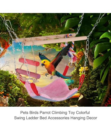 Parrot Swing Ladder Pets Birds Climbing Toy Wood Ladder Warm Hammock Cotton Rope Cage Hanging Decor for Small Animals Ferret Parrots Rat Hamster (Pink) - Buy Online on GoSupps.com