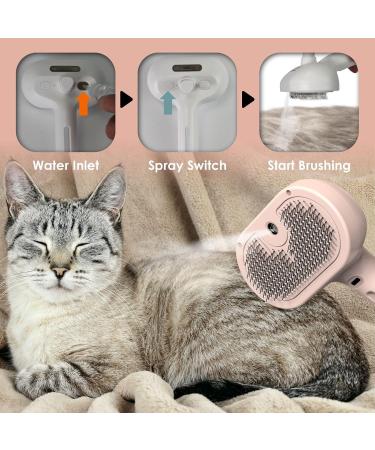 Premium Cat Brush with Water Tank & Self-Cleaning Button | Anti-Static & Knotting Dog Brush for Long & Short Hair Pink - Buy Online on GoSupps.com
