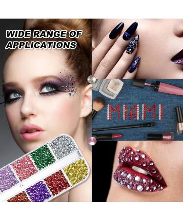 Rhinestones 2000 Pcs Crystal Nail Rhinestones Flatback Gems for Crafts Clothes Make Up 6 Sizes Nails Round Rinestone Gems Set for Craft Face Nail Art - Buy Online on GoSupps.com