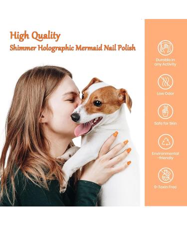 Glitter Nail Polish - Orange Pearl Nail Polish - Shimmer Holographic Mermaid Nail Polish - Pearlescent Shell Glitter Orange Nail Varnish - Quick Dry Glimmer Nail Art Varnish All Seasons Nail Polish - Buy Online on GoSupps.com