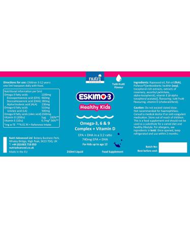 Eskimo-3 Healthy Kids Fish Oil - Nutri Advanced Tutti Frutti 210ml (Pack of 1) - Buy Online on GoSupps.com