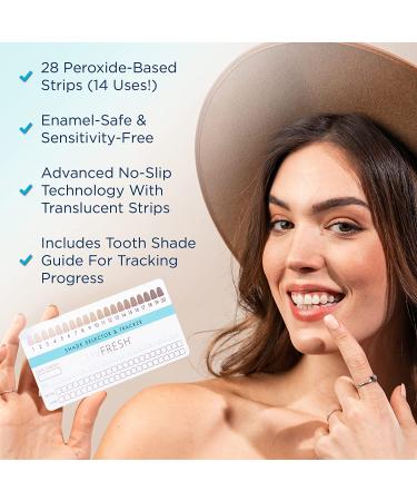 LIVFRESH Coconut Teeth Whitening Strips - 28 White Strips for Sensitive Teeth - Professional Whitener with Coconut Oil - No Slip - Soothes Gums - Includes Shade Guide - Buy Online on GoSupps.com