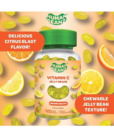 Human Beanz Vitamin C Jelly Bean Gummies for Adults - 120 Citrus Blast Jelly Beans - Immune Support Dietary Supplement - Vegetarian & Kosher - Buy Online on GoSupps.com