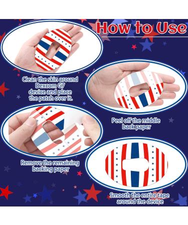 Timgle Waterproof Adhesive Patches for Dexcom G6 - American Flag Pattern | Pre-Cut Tape Stickers for CGM Protection (24 Pcs - Buy Online on GoSupps.com