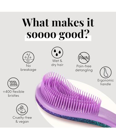 Lily England Detangle Hair Brush for Curly, Straight & Thick Hair - Gentle Detangling Hairbrush for Kids & Women - Flexible Bristles - Purple Glitter/Pink/Purple - Buy Online on GoSupps.com
