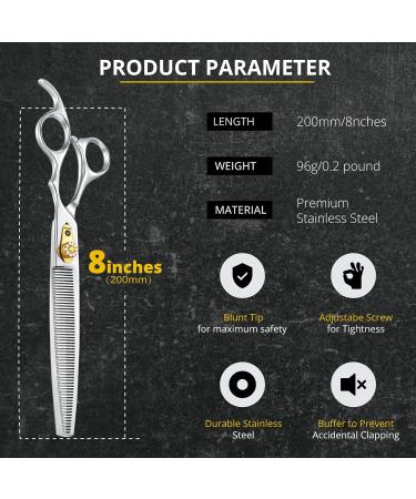 Dream Reach 8 Inch Dog Thinning Scissors - Ergonomic 440C Stainless Steel 59 Teeth Professional Grooming Tools - 30-35% Thinning Rate - Buy Online on GoSupps.com