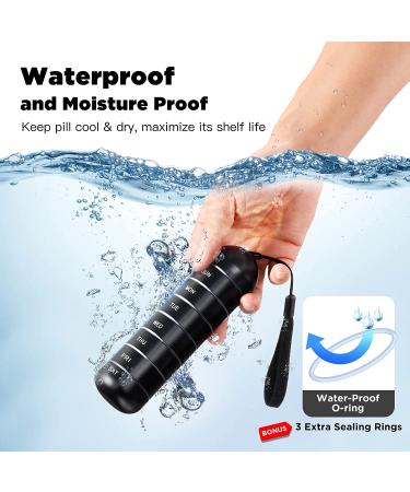 Zannaki Metal Weekly Pill Organizer - Waterproof & Travel-friendly 7 Day Case for Pills, Vitamins & Supplements - BPA Free, Stackable Aluminum Alloy (Black) - Buy Online on GoSupps.com