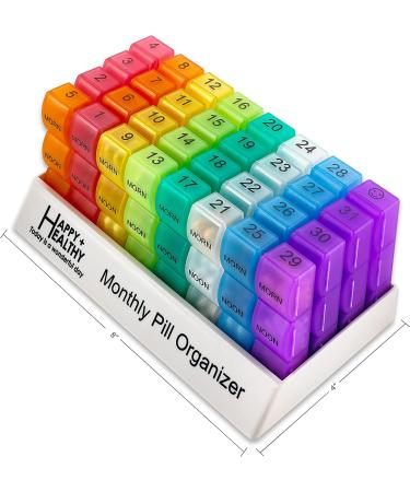 Monthly Pill Box Organizer - 3 Times A Day - 30 Day Case with 32 Compartments for Vitamins, Supplements, Medication - Travel Friendly - Buy Online on GoSupps.com