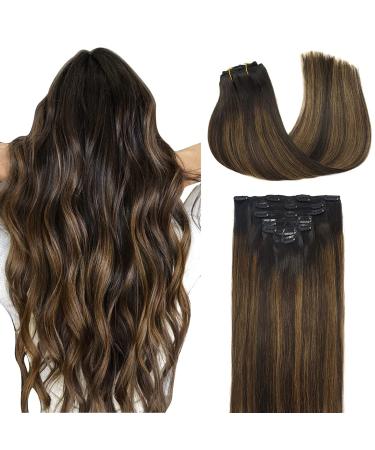 Doores clip in extensions real hair balayage dark brown to chestnut brown extensions real hair 50cm 20 inch 7 pieces 120g remy hair extension real hair natural real hair extensions 50cm-12m-12m-12m-12m-12m-12m-12m-12m-12m - Buy Online on GoSupps.com