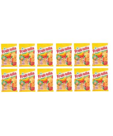 Perfetti Fruittella Fruit Pack of 12 soft candies with fruit juice gluten-free 180g bags of jelly candies natural flavors and no artificial colors