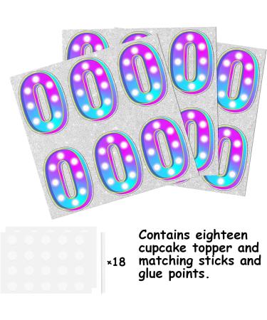 18pcs Blue Fluorescence Number 0 Dessert Cupcake Topper Number Combination Theme Decoration Supplies Happy Birthday Engagement Wedding Anniversary Party Decor Supplies - Buy Online on GoSupps.com