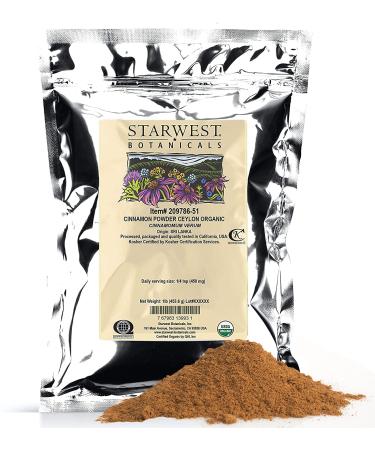 Starwest Botanicals Organic Ceylon Cinnamon Powder - Freshly Ground True Cinnamon - 1 Pound Bulk Spice Bag