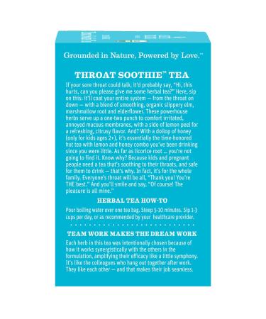 Earth Mama Organic Throat Soothie Tea with Elderflower | Immune Support Tea for Kids & Pregnancy | Licorice-Free | 16 Teabags - Buy Online on GoSupps.com