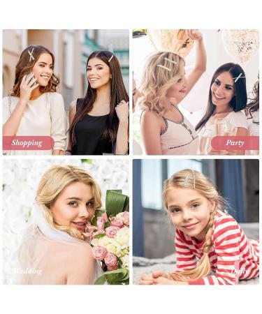 15 Pieces Clear Crystal Rhinestone Hair Clips & Bobby Pins for Women - Luxury Hair Accessories for Wedding, Party - Silver - Buy Online on GoSupps.com