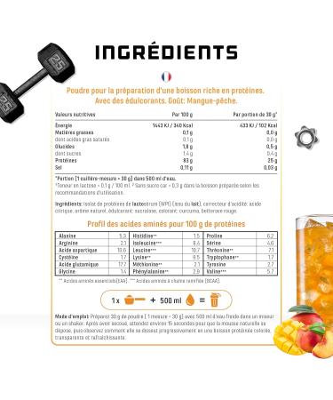 Clear Whey Isolate Protein Shake - Fruity & Refreshing Protein Shake - High Quality Whey Protein Isolate (900g Peach Mango) - Buy Online on GoSupps.com