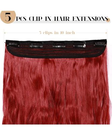 S-noilite 24 Dark Red Curly Wavy Clip-in Hair Extensions - Half Head 5 Clips Hairpiece - Buy Online on GoSupps.com