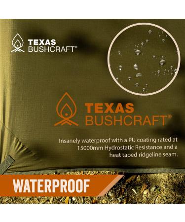 Texas Bushcraft Emergency Camping Tarp 10x10 - Waterproof Shelter for Backpacking and Hiking | 70D Ripstop Nylon Survival Tarp with Reflective Aluminized Polymer - Buy Online on GoSupps.com