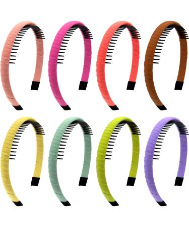 Duufin 8 pieces hair ripe with comb teeth comb headband headband with teeth slippery hair tires satin forehead straps teeth comb hair band for women girls 8 colors sweetness color - Buy Online on GoSupps.com
