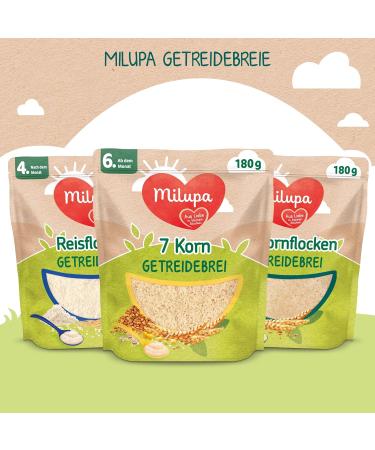Milupa Organic 7 Grain Baby Porridge | No Added Sugar | 6+ Months | 4 x 180g | Healthy Supplementary Food for Infants - Buy Online on GoSupps.com