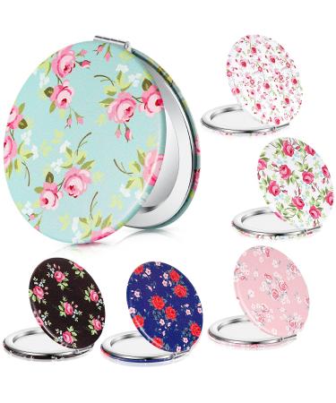 Vicenpal 6 Pieces Pocket Mirrors for Women Small Mini Compact Mirror for Purse Magnifying Travel Makeup Mirror Portable Folding Mirror Gift Small Mirrors for Students Teacher Friend (Rose)