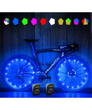 Creatour Bike Wheel Lights, 2 Tires Bike Spoke Lights for Kids-Super Bright Waterproof Night Riding LED Bike Light Bicycle Front Back Tire Accessories with Batteries & Clips for Adult and Kids Gift Blue