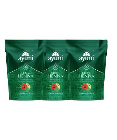 Ayumi Herbal Henna Natural Herb Powder Which Soothes the Scalp Blended With 9 Himalayan Herbs Which Nourish & Condition the Hair - 3 x 150g - Buy Online on GoSupps.com