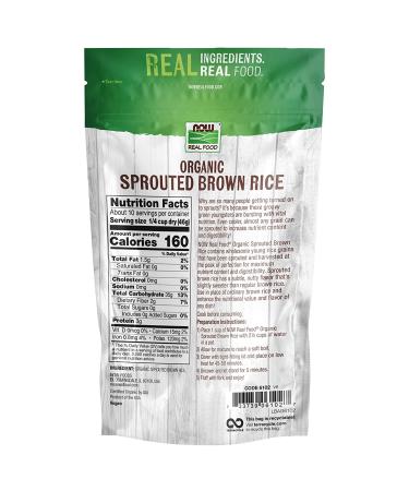 Buy Now Foods Organic Sprouted Brown Rice 16 oz - Raw, Real Food - Buy Online on GoSupps.com