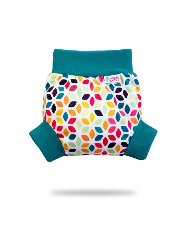 Petit Lulu Pull Up Pul overpants size M (6-10 kg) |Waterproof hatching overpants for panthedules |Fleet diapers |Made in the EU (Floral Cubes)