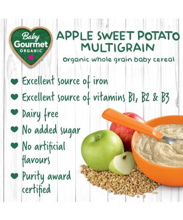 Baby Gourmet Organic Cereal - Apple Sweet Potato Multigrain - Resealable Bag - No Added Sugar or Salt Plant-Based Nutrition Non GMO BPA-free Packaging Kosher - (208g) 6-Pack Pink - Buy Online on GoSupps.com