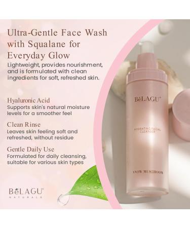 BeLAGU Hydrating Facial Cleanser with Squalane - Gentle Water Based Cleanser and Face Wash for Sensitive Dry or Oily Skin - Natural Daily Cleansing to Hydrate and Calm Clean Balanced Skin - 4.1 fl oz - Buy Online on GoSupps.com
