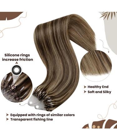 Buy Hetto Microring Hair Extensions - Real Hair Balayage Dark Brown with Red Blonde #P4/27 45cm 50g Remy Quality - Buy Online on GoSupps.com