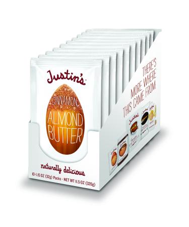 Justin's Cinnamon Almond Butter Squeeze Packs, Gluten-free, Non-GMO, Responsibly Sourced, 11.15 Ounce (Pack of 10)