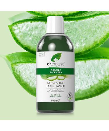 Dr Organic Aloe Vera Mouthwash 500ml - Natural, Vegan, Cruelty-Free, Paraben & SLS Free, Alcohol-Free, Minty Fresh - Buy Online on GoSupps.com