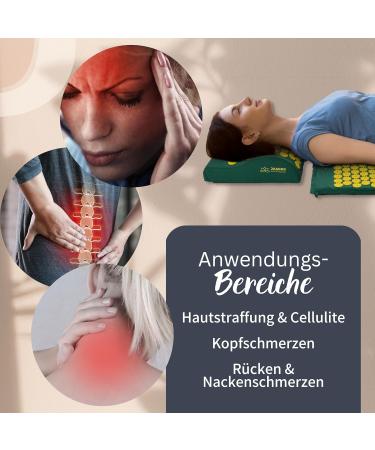 Acupressure Mat with Pillow for Beginners - Memory Foam Comfort 100% Cotton Cover - Battery Compound Green 68x42 cm - Ultimate Relaxation - Buy Online on GoSupps.com