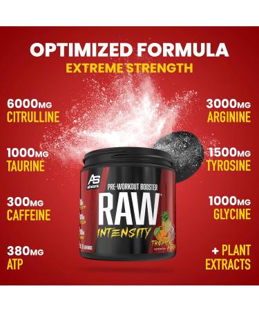 All Stars RAW Intensity Pre Workout Booster Tropical Punch | Energy Powder with Amino Acids & Plant Extract | Caffeine & Taurine | Fat & Sugar Burner | 16 Portions - Buy Online on GoSupps.com
