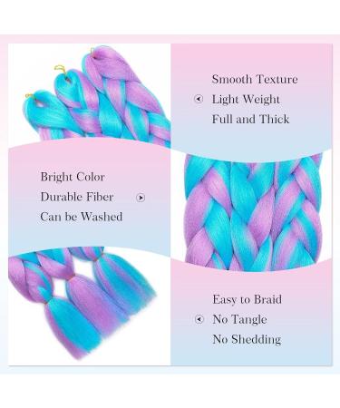 Tess Braids Extensions - Light Purple/Blue Jumbo Kanekalon 60cm Ombre Hair Braid (100g) for Box Braids - 1 Piece - Buy Online on GoSupps.com