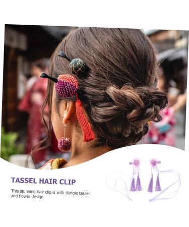 FRCOLOR Dangle Tassel Hairpin Pair headgear children cheongsam headdress clip for women tassel barrettes flower clips for women womens barrettes for photo purple pin - Buy Online on GoSupps.com