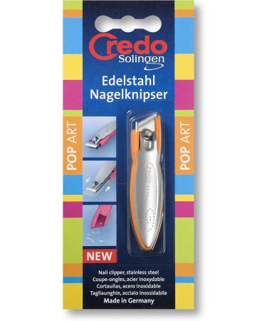 CREDO POP Art Nail Clippers Straight Stainless Steel with Nail Catcher Orange - Buy Online on GoSupps.com