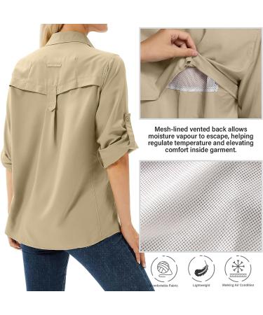 Toumett Women's UPF 50 Long Sleeve UV Sun Protection Safari Shirt - Khaki - Medium - Buy Online on GoSupps.com