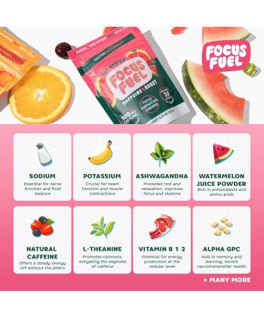 Buy Energy Chews - Focus & Energy Gummies with 100mg Caffeine B12 & Electrolytes - All-Natural Watermelon Flavor (30 Chews) - International Shipping Available - Buy Online on GoSupps.com