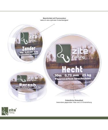 Zite Fishing Fluorocarbon Leader Set | Monofilament Line 0.23-0.7mm - 90m for Perch Pikeperch & Pike Fishing - International Shipping Available - Buy Online on GoSupps.com