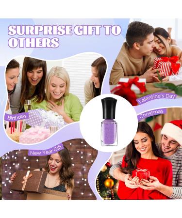 Glitter Nail Polish Long Lasting Quick Dry Nail Varnish Odorless Gel Based Formula Nail Varnish Set for DIY Nail Art Manicure-No Need Use UV Lamp Purple  - Buy Online on GoSupps.com