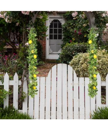 Decorative Fake Lemon Garland | Hanging Rattan with Green Leaves for Outdoor Home & Garden Decoration - Buy Online on GoSupps.com
