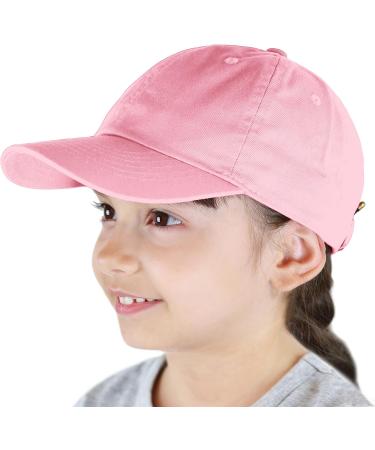 Kids Low Profile Cotton Denim Baseball Cap Hat - Light Pink | UPF 50+ | Ages 6-9 - Buy Online on GoSupps.com