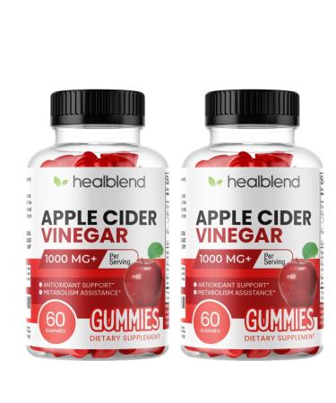 healblend Apple Cider Vinegar Gummy Vitamins 1000MG Per Serving - 120 Count- Vitamin B12 Pomegranate & Beet Juice Gelatin-Free Gluten-Free Vegan & Non-GMO (2 Pack)