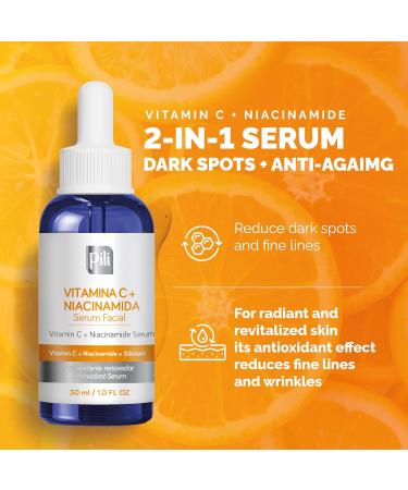Buy Pili Vitamin C Serum with Niacinamide & Organic Silicium - Perfect for All Skin Types 1 oz - International Shipping Available - Buy Online on GoSupps.com