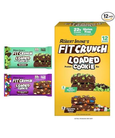 FITCRUNCH Loaded Cookie Protein Bar, High Protein, Gluten Free, Protein Snack (12 Cookie Bars, Variety Pack)